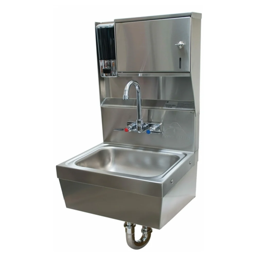 Advance Tabco 7-PS-85 14 Inch Hand Sink Wall Mounted Durable stainless steel with soap and towel dispenser