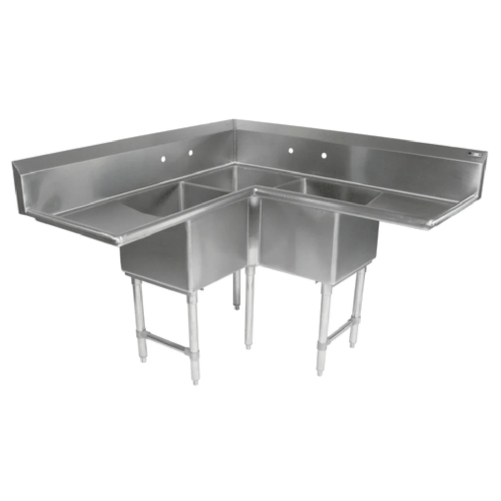 John Boos 3PBCS24-2D30 82-1/2 Inch Pro-Bowl Corner Sink Stainless Steel Compartments with Drainboards John Boos 3PBCS24-2D30 82-1/2 Inch Pro-Bowl Corner Sink Stainless Steel Compartments with Drainboards