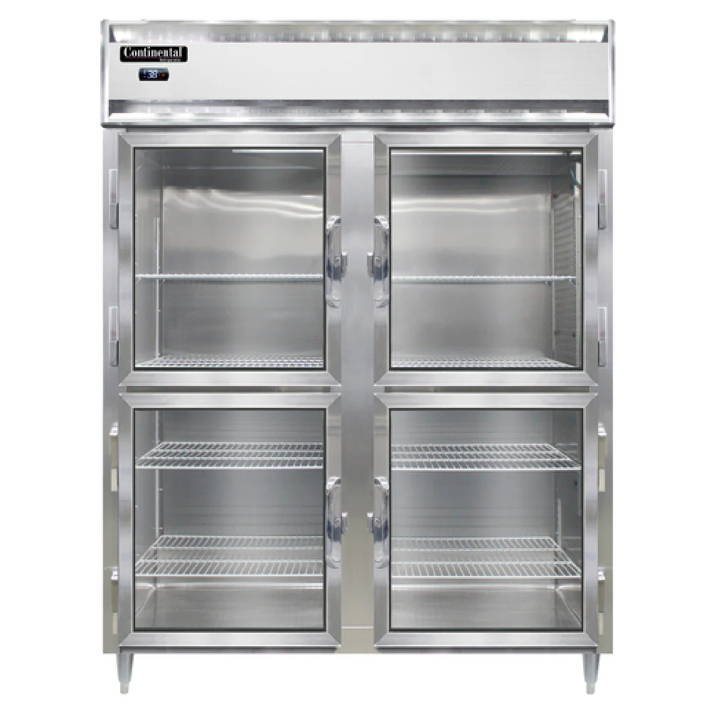 Continental Refrigerator D2RENGDHD 57 Inch Reach-In Refrigerator Two Section Aluminum and Stainless Steel