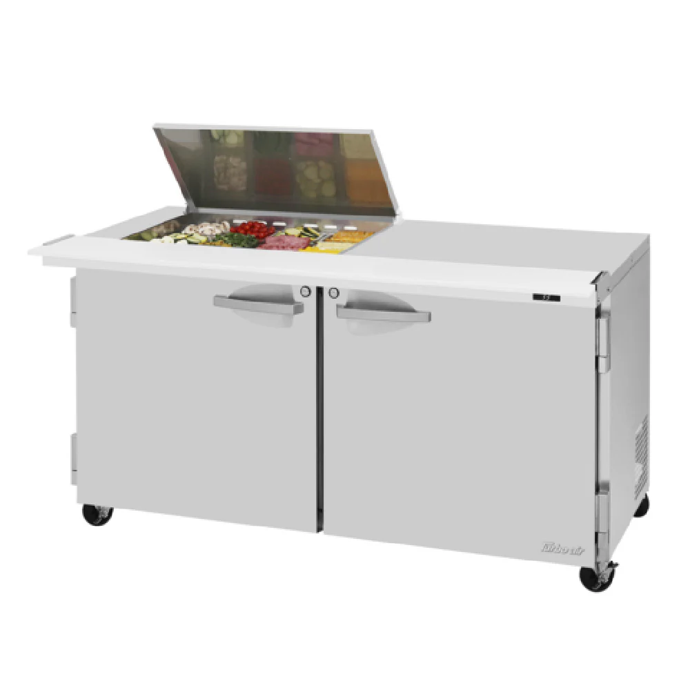 Turbo Air PST-60-12M-N-FL 60 Inch PRO Series Refrigerated Prep Station with Flat Lid Turbo Air PST-60-12M-N-FL 60 Inch PRO Series Refrigerated Prep Station with Flat Lid