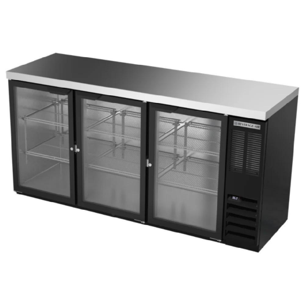 Beverage Air BB72HC-1-FG-B-27 72 Inch Refrigerated Back Bar Cabinet 19.92 cu ft Glass Doors