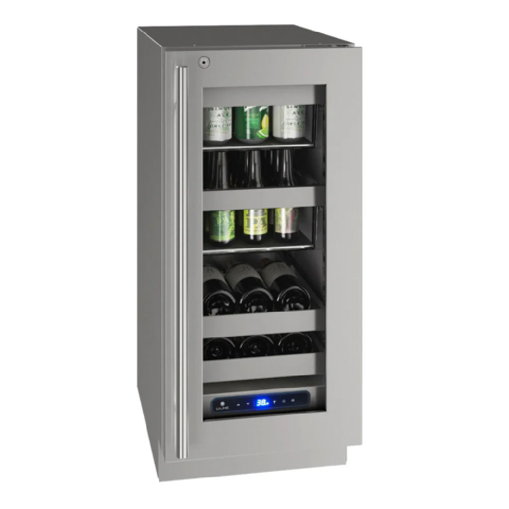 U-Line Corporation UHBV515-SG41A 15 Inch 2.9 cu ft Refrigerator Undercounter Stainless Steel with Glass Door U-Line Corporation UHBV515-SG41A 15 Inch 2.9 cu ft Refrigerator Undercounter Stainless Steel with Glass Door