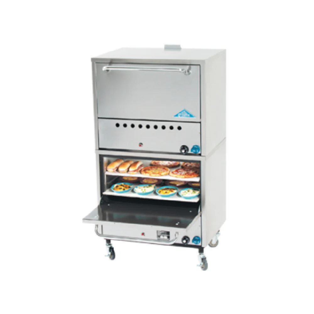 Comstock-Castle 2PO19 24 Inch Double Stacked Gas Pizza Oven with Venting Chimney 50,000 BTU