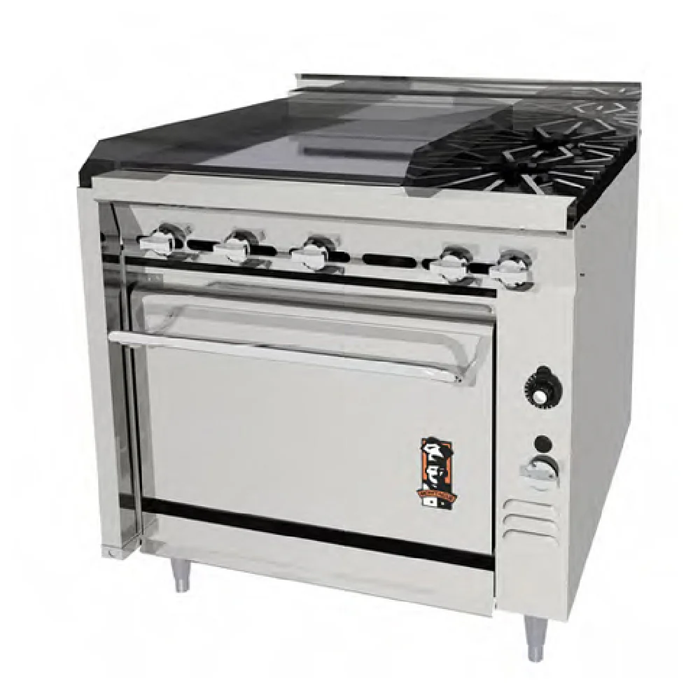 Montague Company M36-7PL 36 Inch Heavy Duty Gas Range with 24 Inch Plancha 2 Burners 30000 BTU