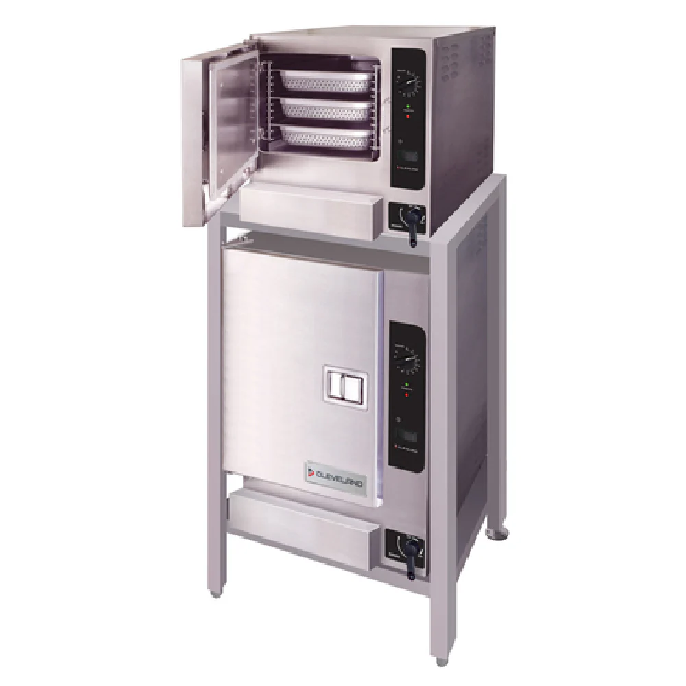 Cleveland (2) 22CGT63.1_NAT 26 Inch Electric Convection Steamer Boilerless Double Stacked Cleveland (2) 22CGT63.1_NAT 26 Inch Electric Convection Steamer Boilerless Double Stacked