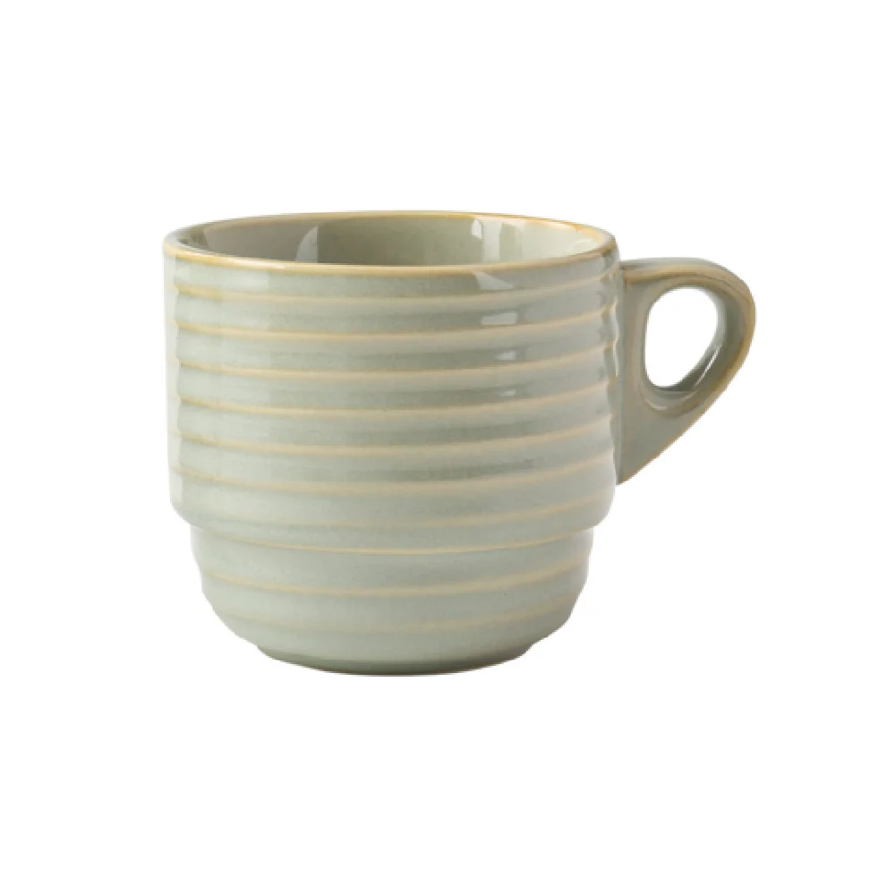 Yanco GO-001 6 Oz Golden Coast Stackable Cup Porcelain Earthy Tone with Golden Rim Yanco GO-001 6 Oz Golden Coast Stackable Cup Porcelain Earthy Tone with Golden Rim