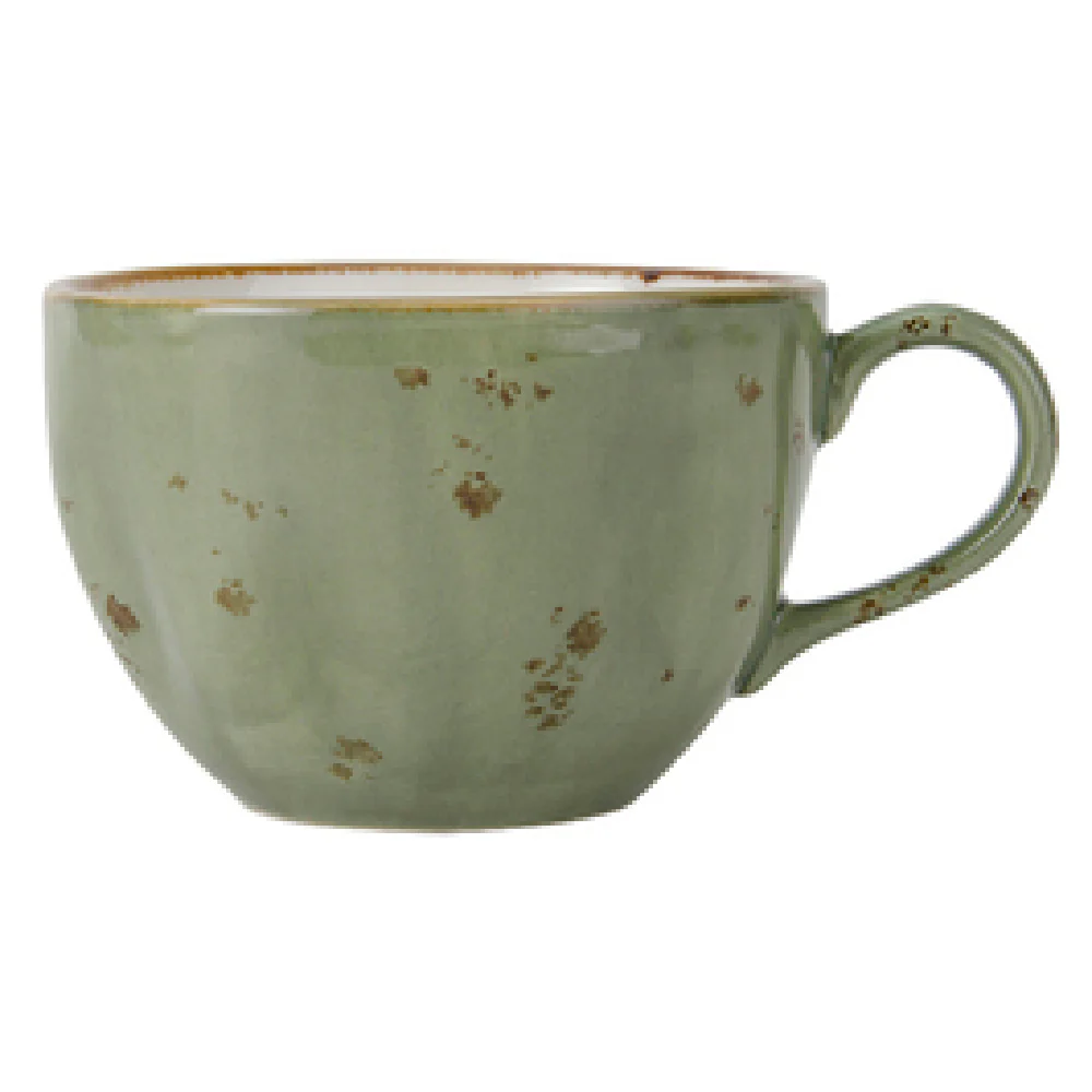 Tuxton GGO-083 10-1/2 Oz Round Cup Porcelain Olive Dishwasher Safe