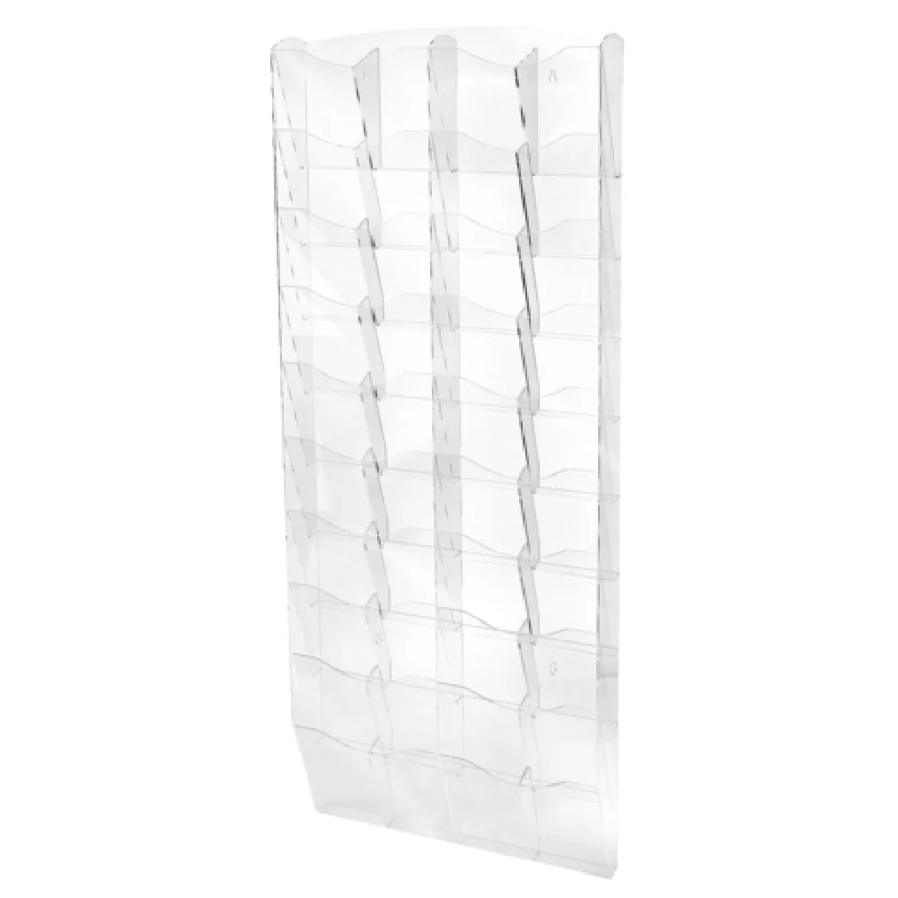 Alpine Industries ADI640-5120-CLR 20 Inch Wall Mounted Hanging Brochure Rack with Adjustable Pockets Clear Acrylic
