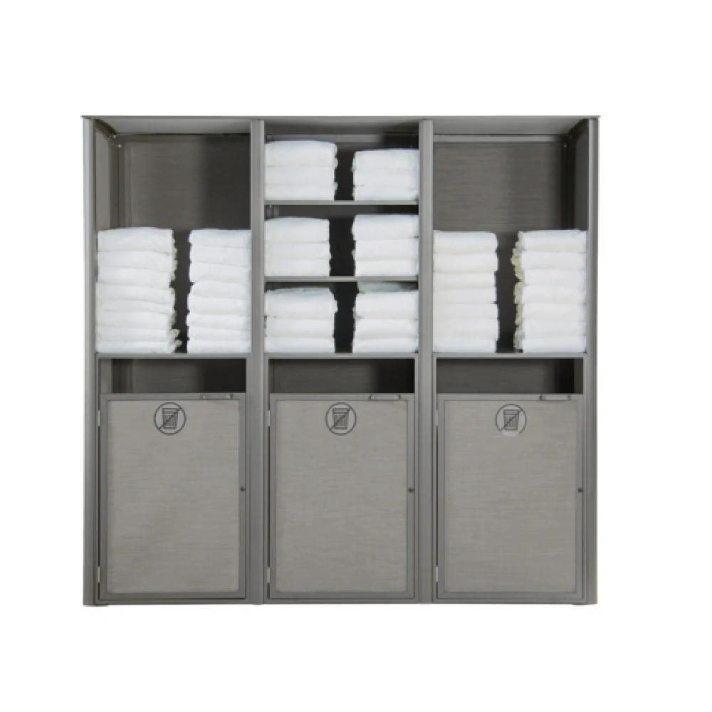 Grosfillex US174289 73 Inch Triple Laundry Cart Cabinet with 3 Carts Aluminum Gray Grosfillex US174289 73 Inch Triple Laundry Cart Cabinet with 3 Carts Aluminum Gray