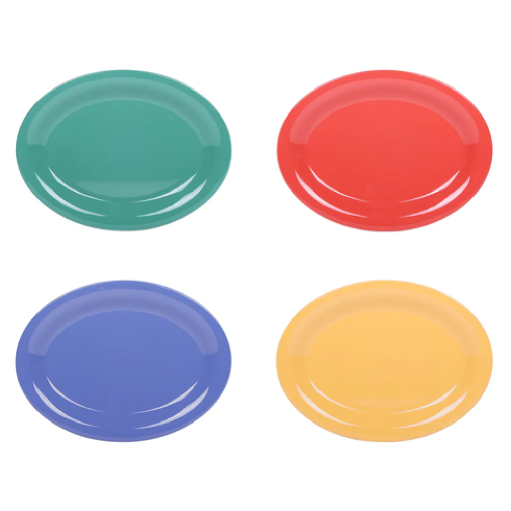 GET Enterprises B129OV-MIX 12 Inch Melamine Rimmed Platter Assorted Colors