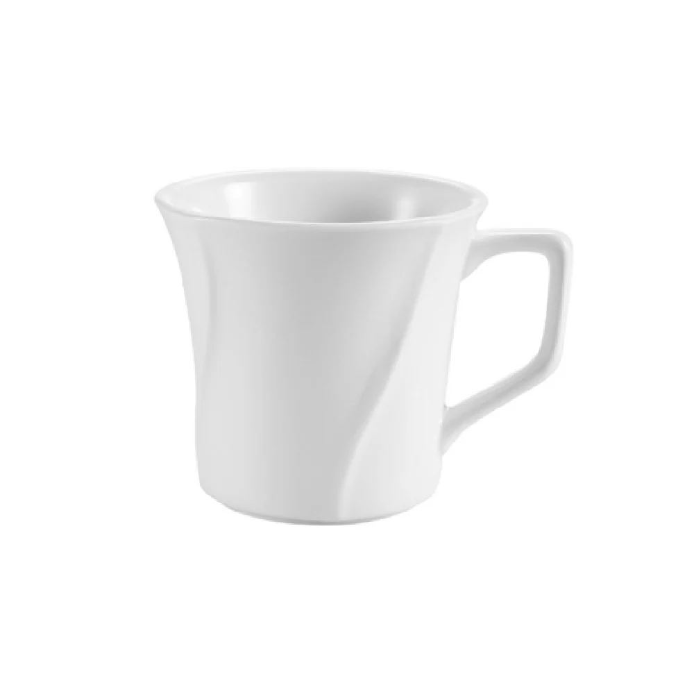 CAC China PHA-1 7 Oz Square Wavy Coffee Cup with Porcelain Finish