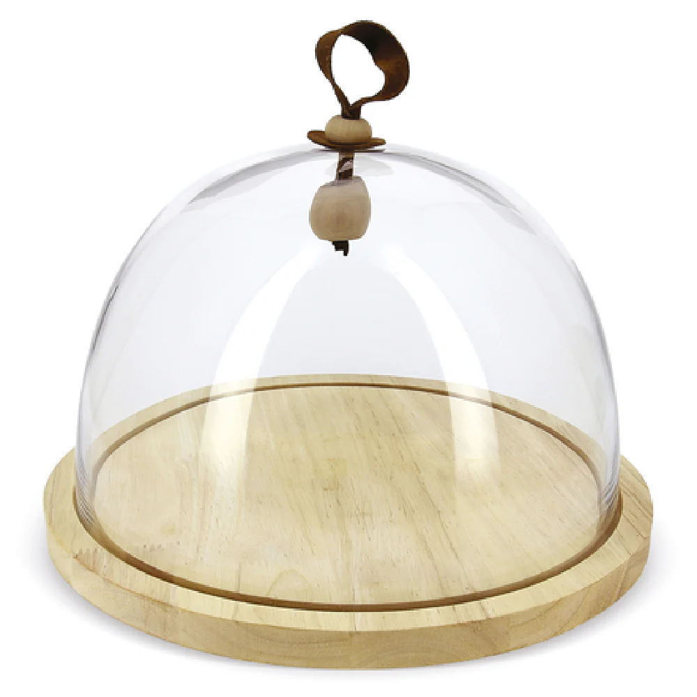 Revol 650898 12 Inch Diameter Cloche Large Glass Dome with Wood Base