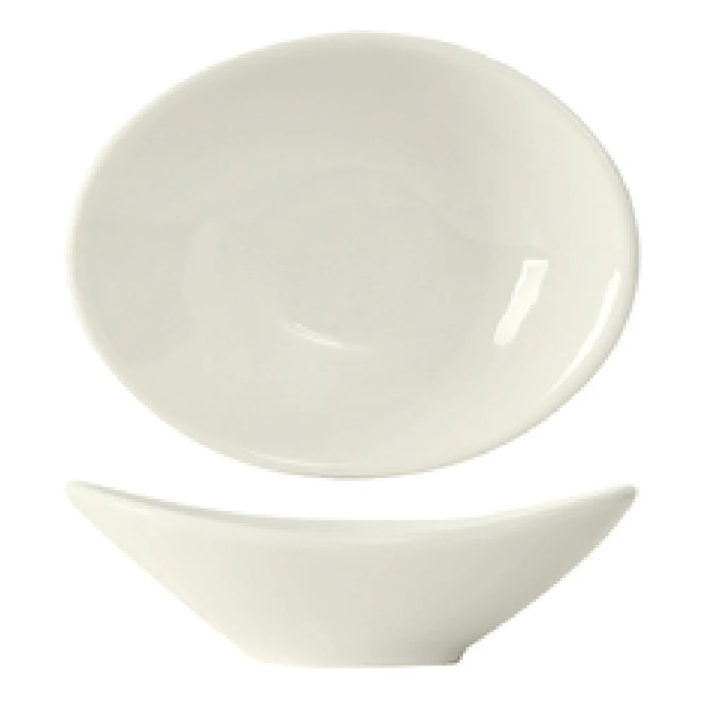 Tuxton AMU-411 3-1/2 Inch Oval Bowl 1-1/2oz Ceramic Lead-Free Pearl White