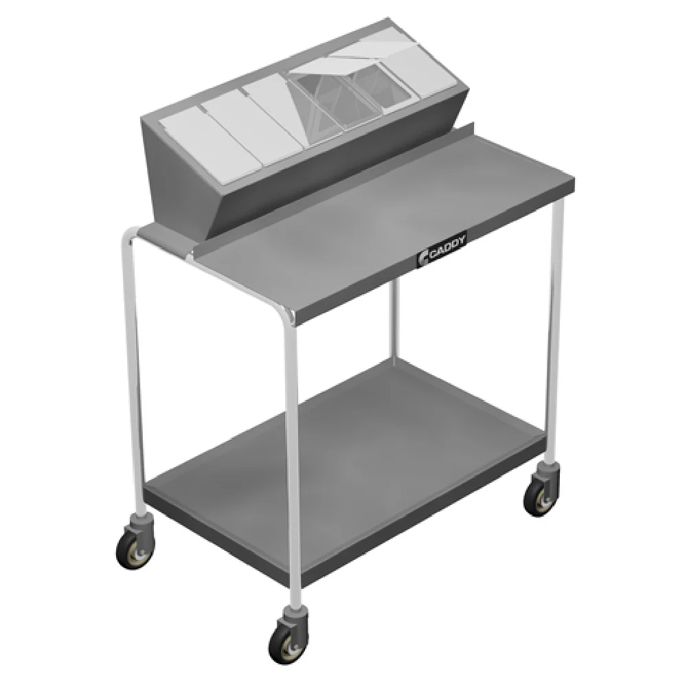Caddy T-330 33 Inch Mobile Condiment Cart with 2 Shelves and 6 Compartments Stainless Steel