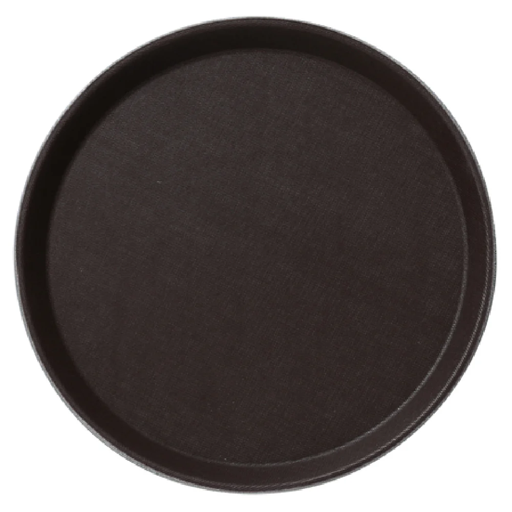 Yanco FT-1600 16 Inch Round Tray with Fiberglass Brown Finish - Serving Display Tray