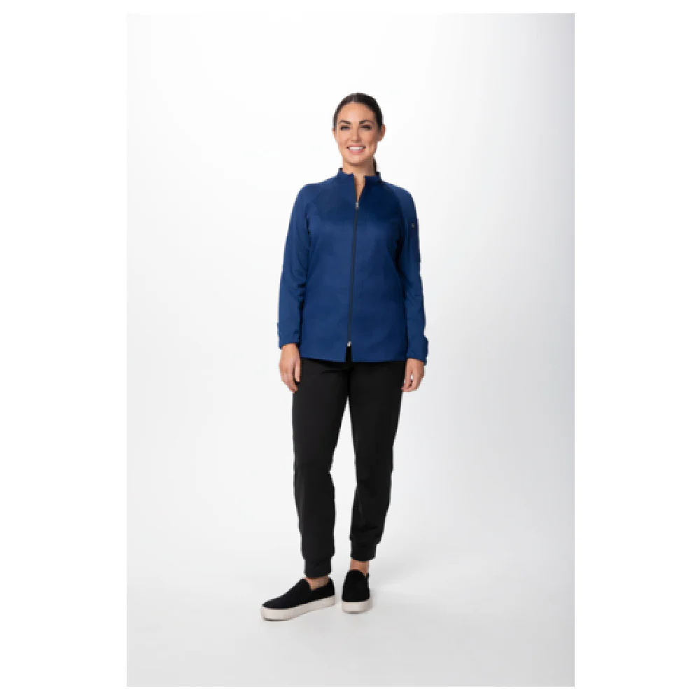 Chef Works CBZ02W-OCB-M 37 Inch Women's Nepal Chef Coat with Center Zipper Ocean Blue