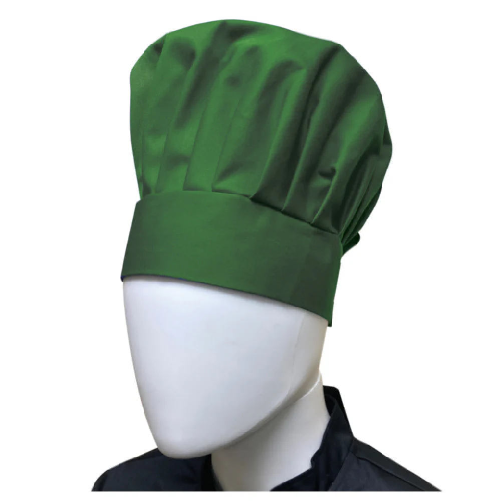 Thunder Group CH013GR Chef's Hat Adjustable Velcro Closure Green Poly/Cotton