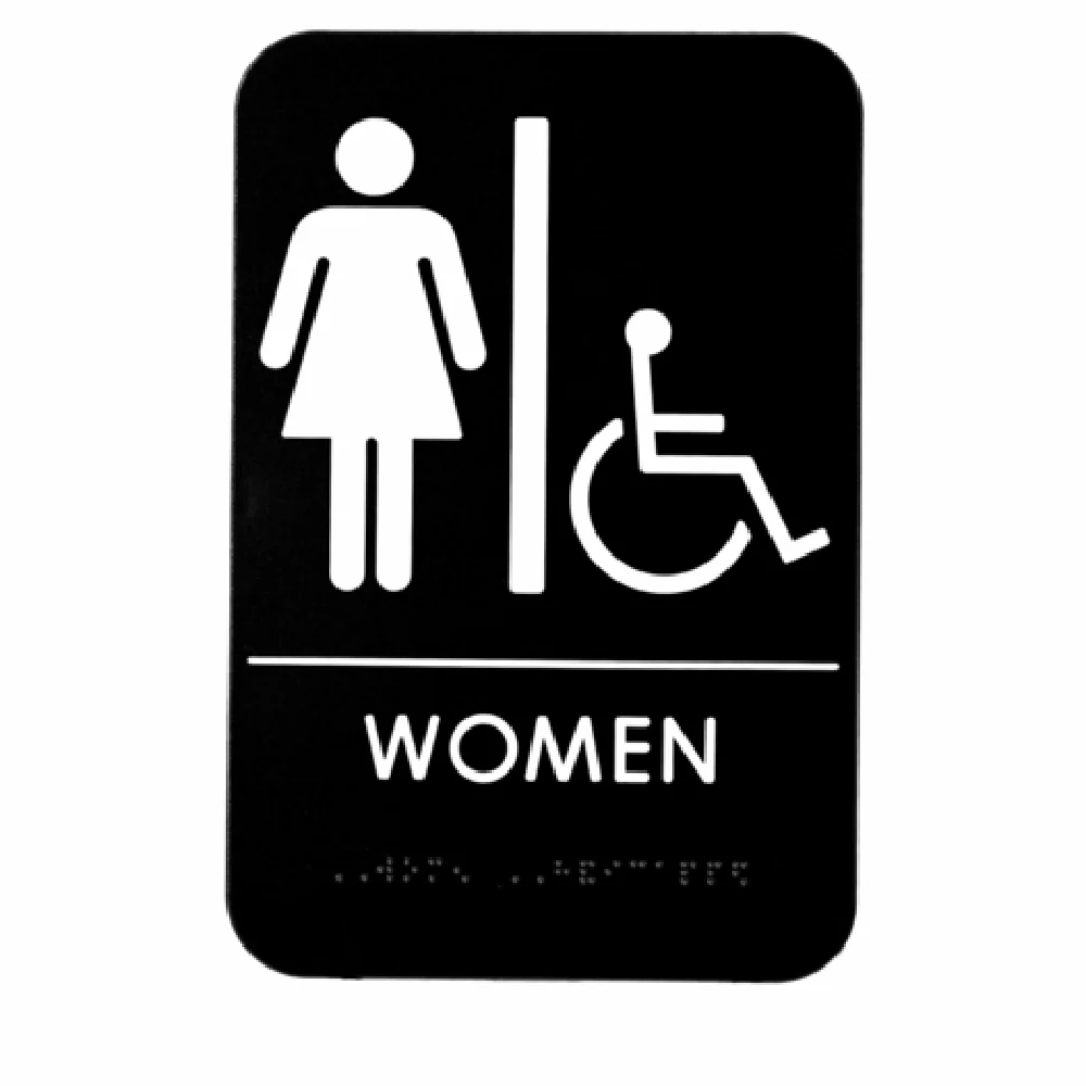 Alpine Industries ALPSGN-6 9 Inch Women Restroom Sign with Braille and Adhesive Alpine Industries ALPSGN-6 9 Inch Women Restroom Sign with Braille and Adhesive