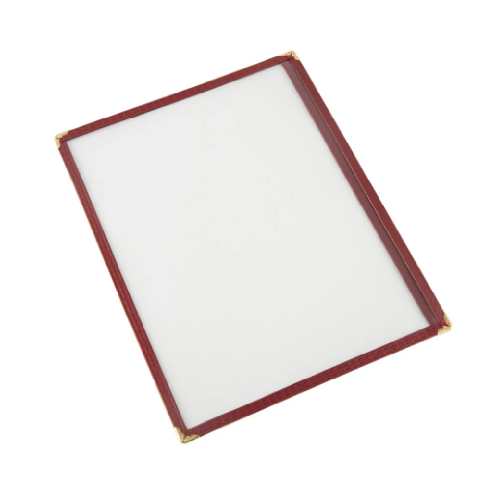 CAC China MCP1-911BY 8-1/2 Inch Menu Cover with Burgundy Trim and Brass Corners