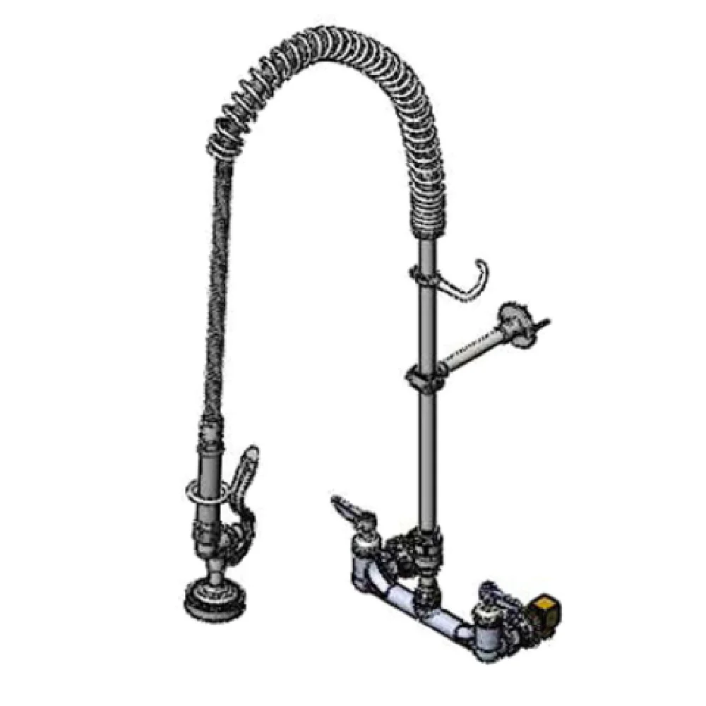 T&S Brass B-0133-CR-V-BE 8-Inch Wall Mount Pre-Rinse Faucet Assembly with 44-Inch Hose