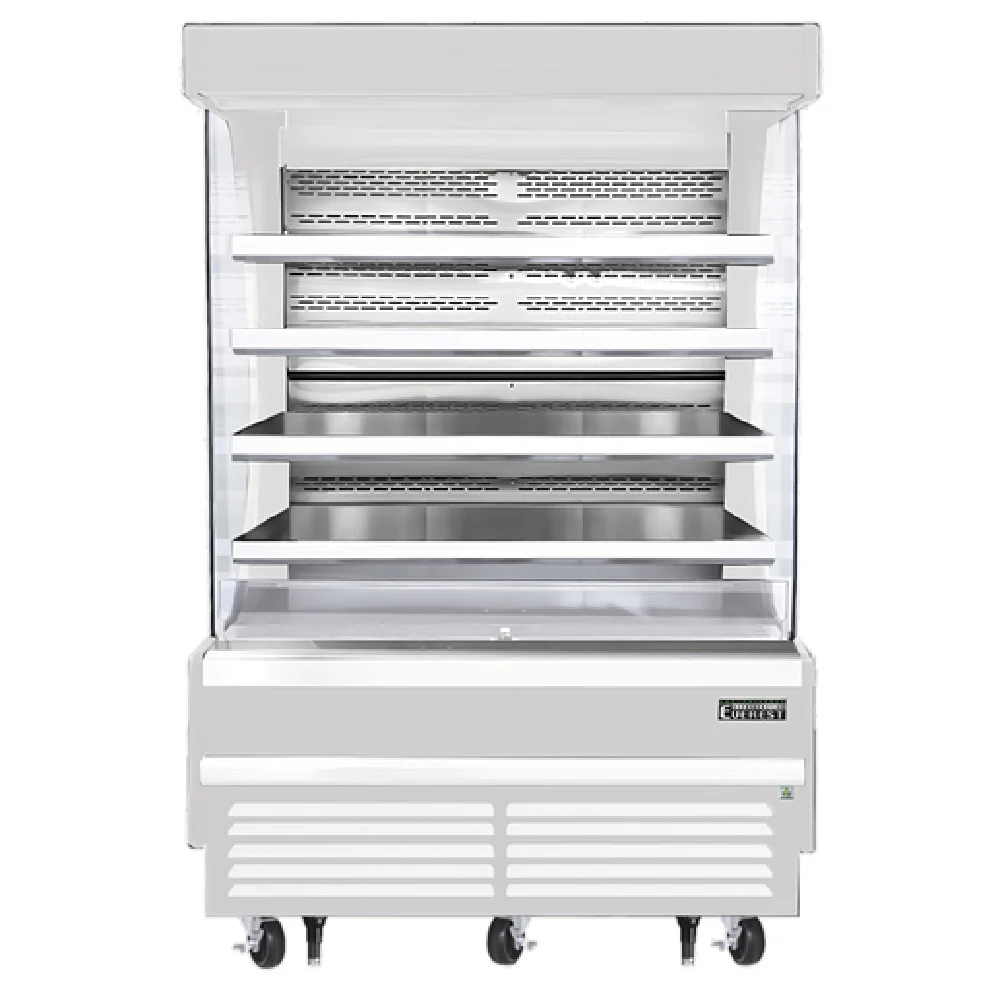 Everest Refrigeration EOMV-60-W-35-T 60 Inch Vertical Open Display Merchandiser 30.2 cu ft Stainless Steel Interior White with Retractable Night Curtain Everest Refrigeration EOMV-60-W-35-T 60 Inch Vertical Open Display Merchandiser 30.2 cu ft Stainless Steel Interior White with Retractable Night Curtain