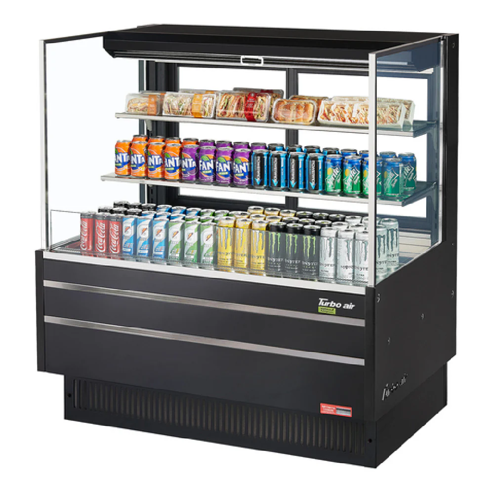 Turbo Air TOM-48L-UFD-W(B)-3S-N 46 Inch Open Refrigerated Merchandiser with 3 Tiers Turbo Air TOM-48L-UFD-W(B)-3S-N 46 Inch Open Refrigerated Merchandiser with 3 Tiers