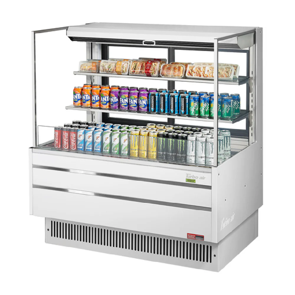 Turbo Air TOM-48L-UFD-W(B)-3S-N 46 Inch Open Refrigerated Merchandiser with 3 Tiers Turbo Air TOM-48L-UFD-W(B)-3S-N 46 Inch Open Refrigerated Merchandiser with 3 Tiers