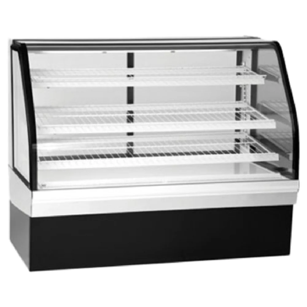 Federal Industries ECGR77 77 Inch Curved Glass Refrigerated Bakery Case Black Stainless Steel with 3 Tiers