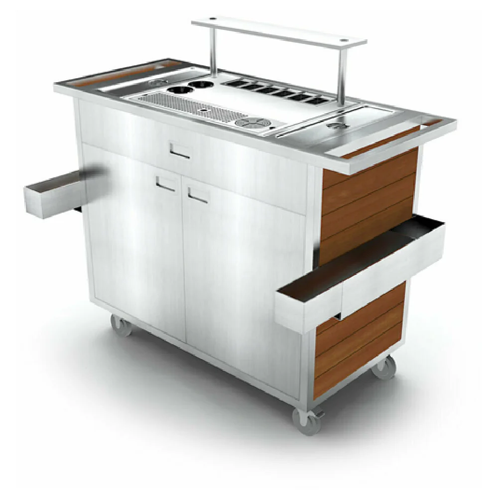 Forbes Industries F35-5567 58 Inch Portable Bar Mixology Cart with Condiment Station
