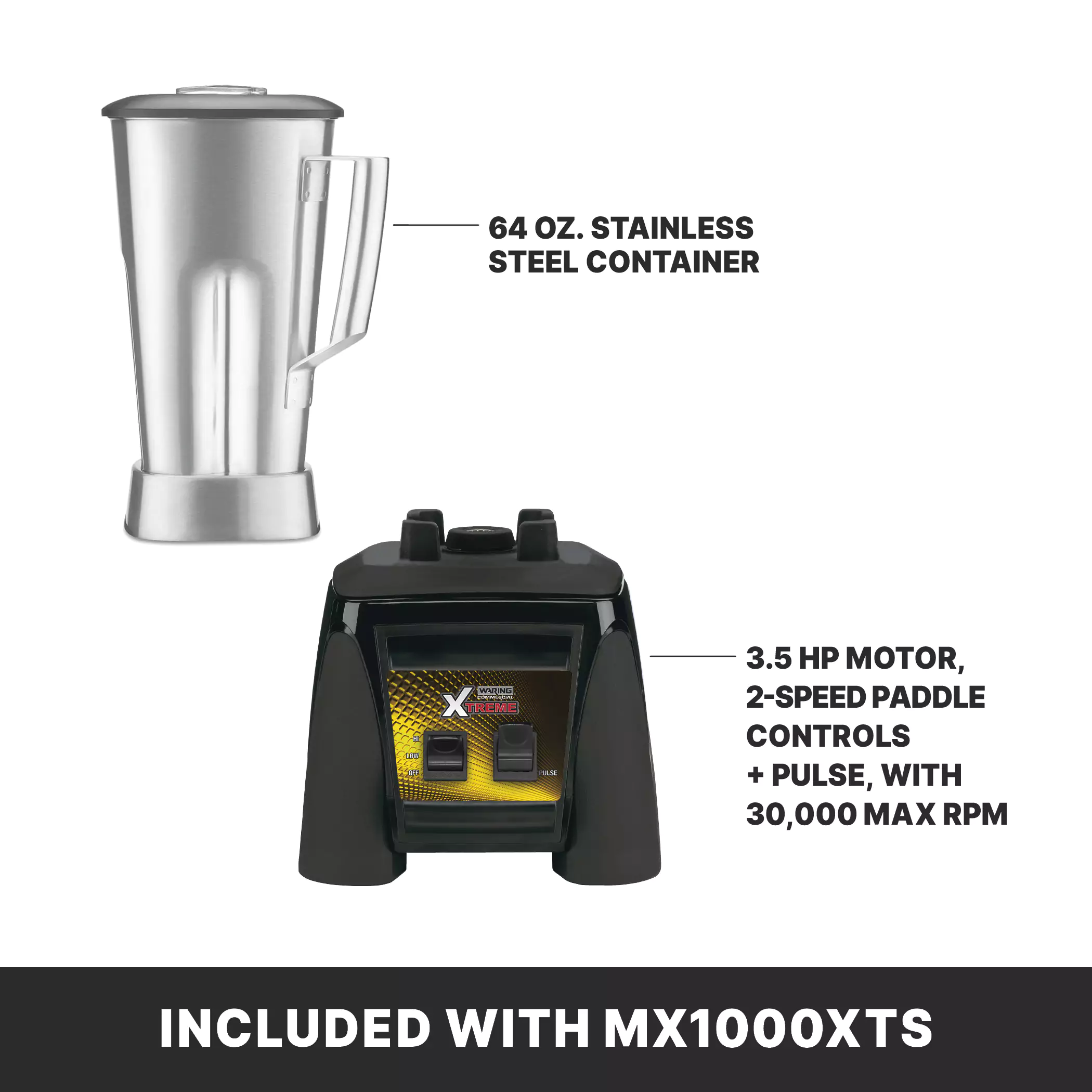 Waring MX1000XTEES 11 Inch 2 Liter Xtreme Series Electric Blender Stainless Steel Waring MX1000XTEES 11 Inch 2 Liter Xtreme Series Electric Blender Stainless Steel