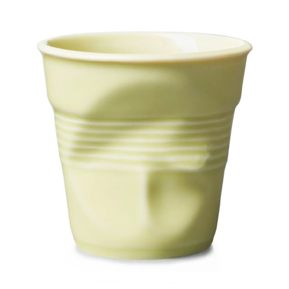 Revol 659581 6 Oz Cappuccino Tumbler Crumpled Porcelain Acid Yellow Made in France