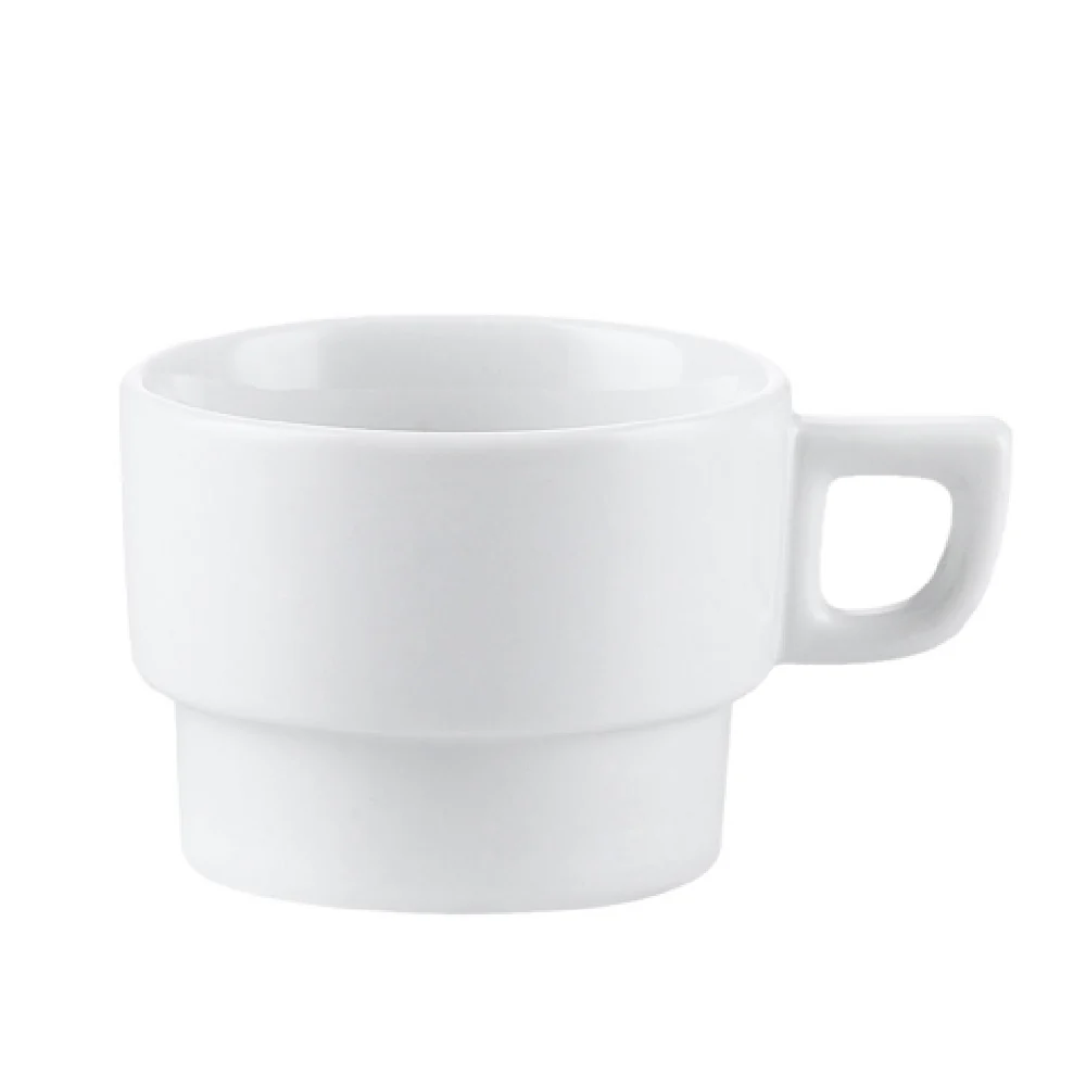 CAC China RCN-1-F 7 Oz. Round Cup Porcelain with Handle Super White
