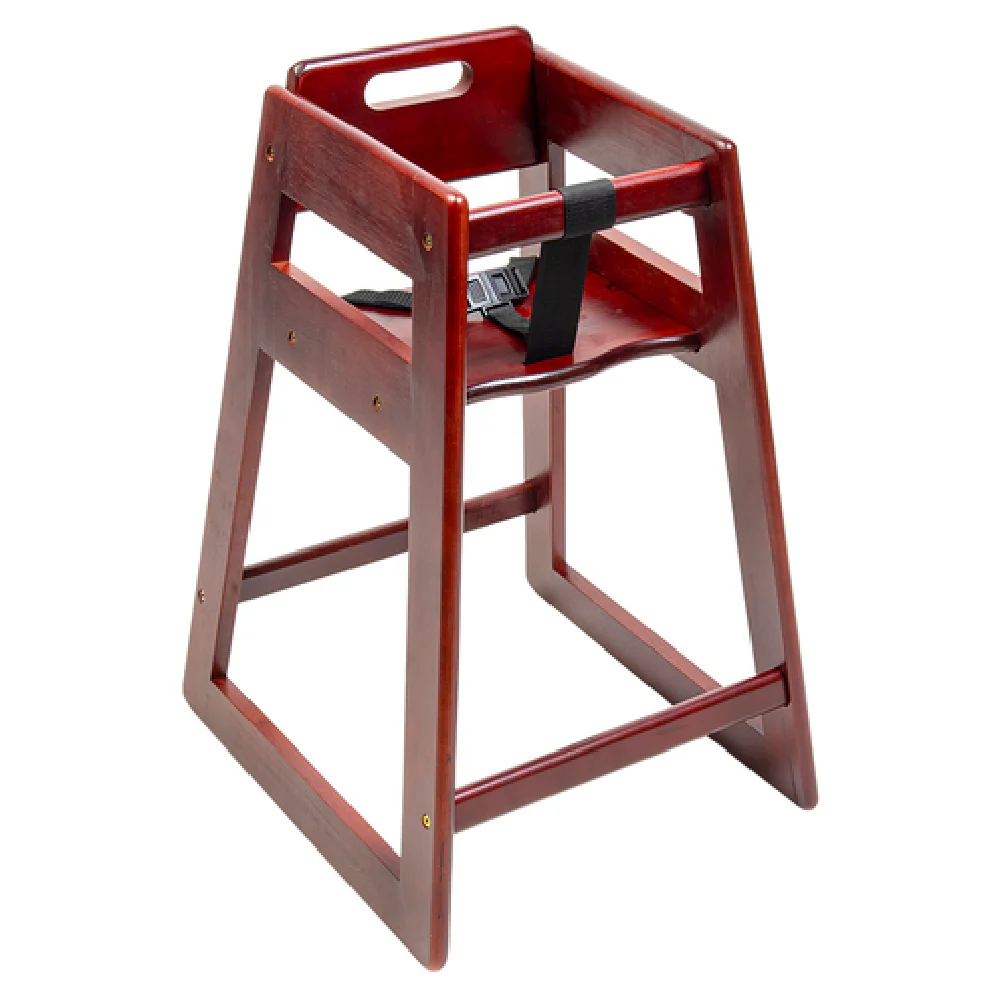 Central Specialties 900MH-KD 16-3/4 Inch High Chair Wood Rubberwood Mahogany Finish with Stackable Design Central Specialties 900MH-KD 16-3/4 Inch High Chair Wood Rubberwood Mahogany Finish with Stackable Design