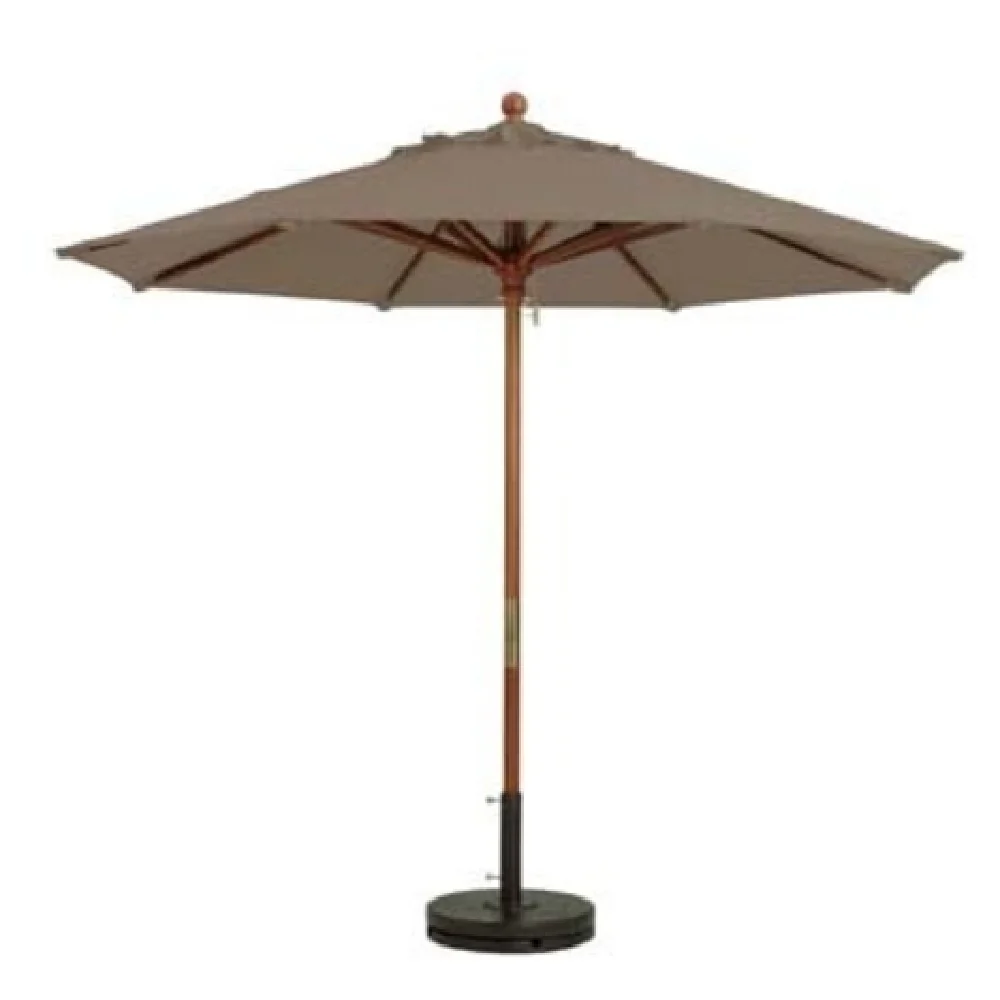 Grosfillex 98918131 9 Ft Round Umbrella Taupe Outdura Wooden Pole Grosfillex 98918131 9 Ft Round Umbrella Taupe Outdura Wooden Pole