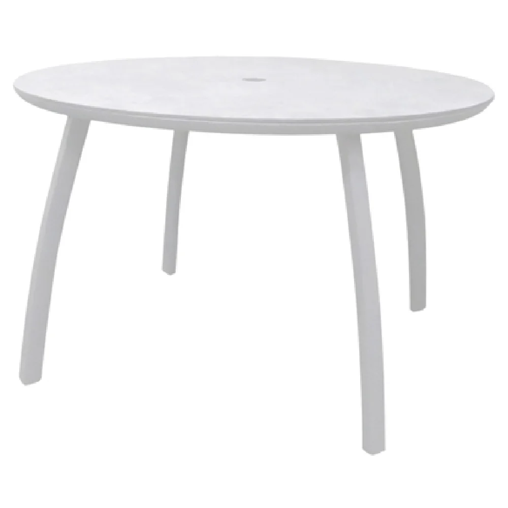 Grosfillex S6702096 42 Inch Round Sunset Outdoor Table Laminate Top Aluminum Base Glacier White and Satin Finish