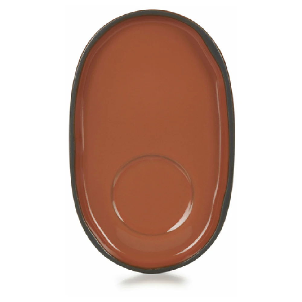 Revol 652768 5-1/4 Inch Oval Saucer Porcelain Cinnamon with Oven Microwave Safe