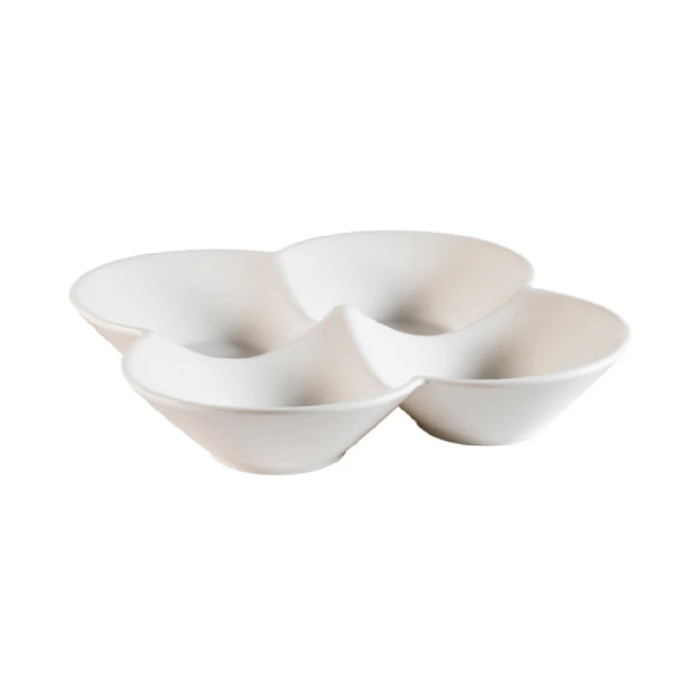 CAC China FWD-8 8 Inch Accessories Flower Dish Porcelain Bone White 4 Compartments