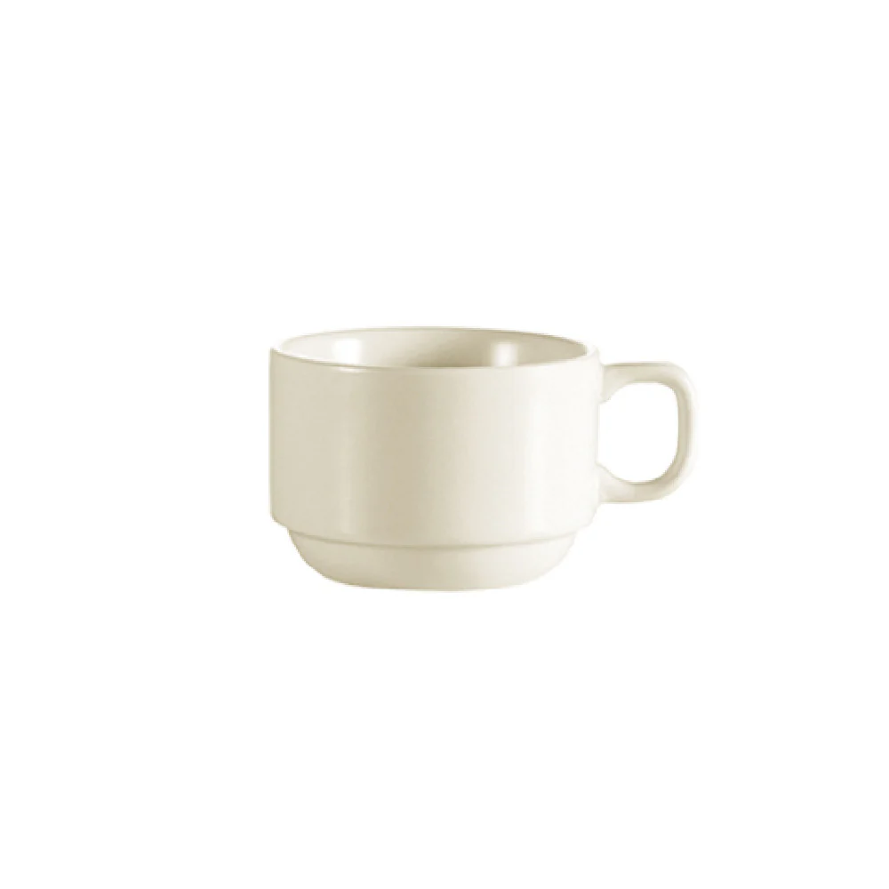 CAC China FR-23 7 Oz Round Stacking Coffee Cup Ceramic White 3-1/4 Inch