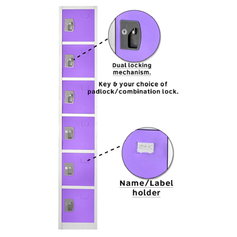 Alpine Industries ADI629-206-PUR 12 Inch Six Compartment Locker Steel Purple Finish Alpine Industries ADI629-206-PUR 12 Inch Six Compartment Locker Steel Purple Finish