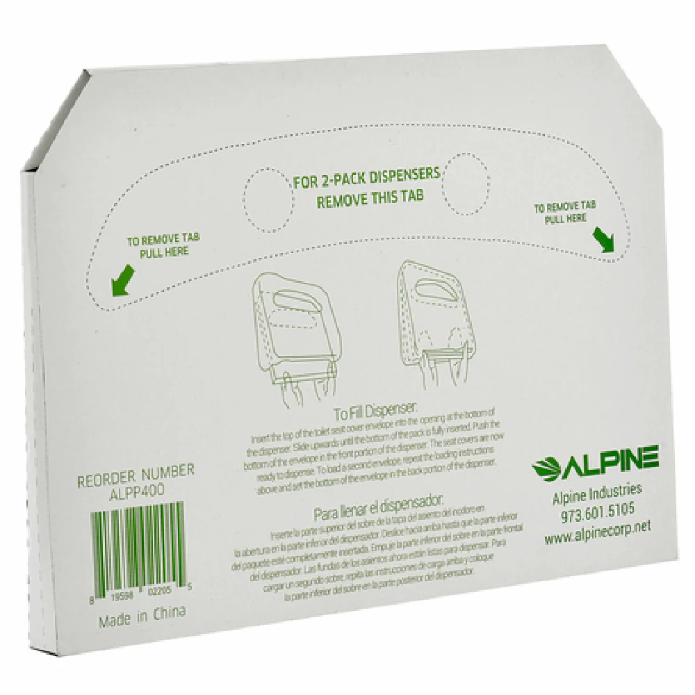 Alpine Industries ALPP400 15-1/4 Inch Toilet Seat Cover Half-fold Eco-friendly 250 Sheets Alpine Industries ALPP400 15-1/4 Inch Toilet Seat Cover Half-fold Eco-friendly 250 Sheets