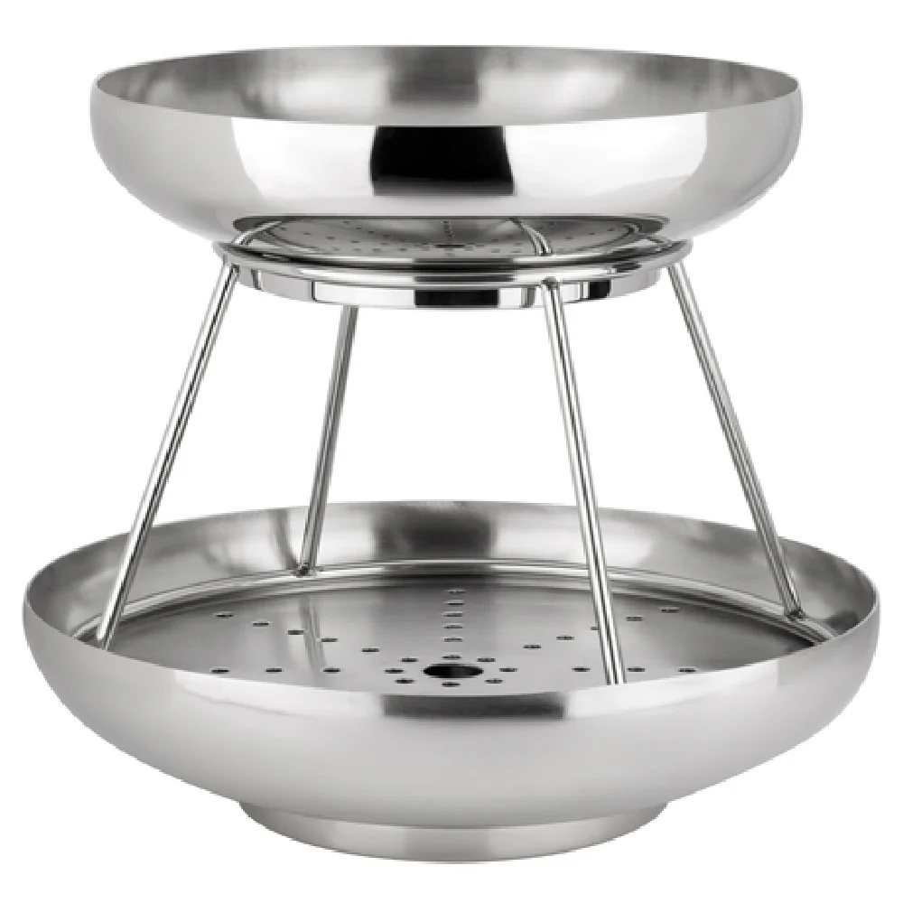 Steelite 5850JX62 11.625 Inch 2-Tier Coupe Seafood Stand Stainless Steel