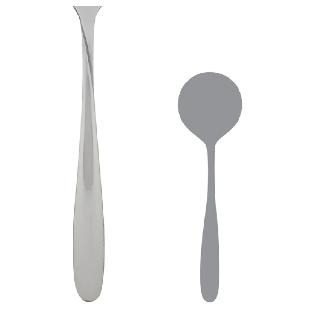 Steelite 5709SX002 7-5/8 Inch Bouillon Soup Spoon 18/0 Stainless Steel with Moon Pattern