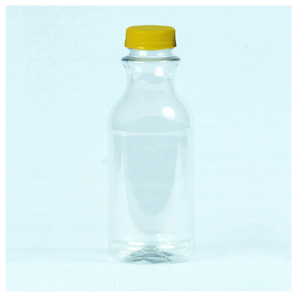 Buccaneer Container Corp 3079016070 16 Oz Clear PET Round Bottles with Yellow Lids 79 Packs