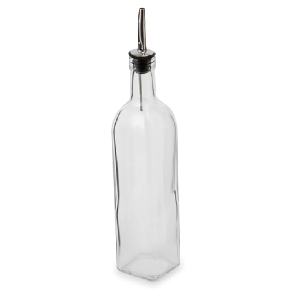 Royal Industries ROY C 16 Cruet 16 Oz. Square Glass With Stainless Steel Lid