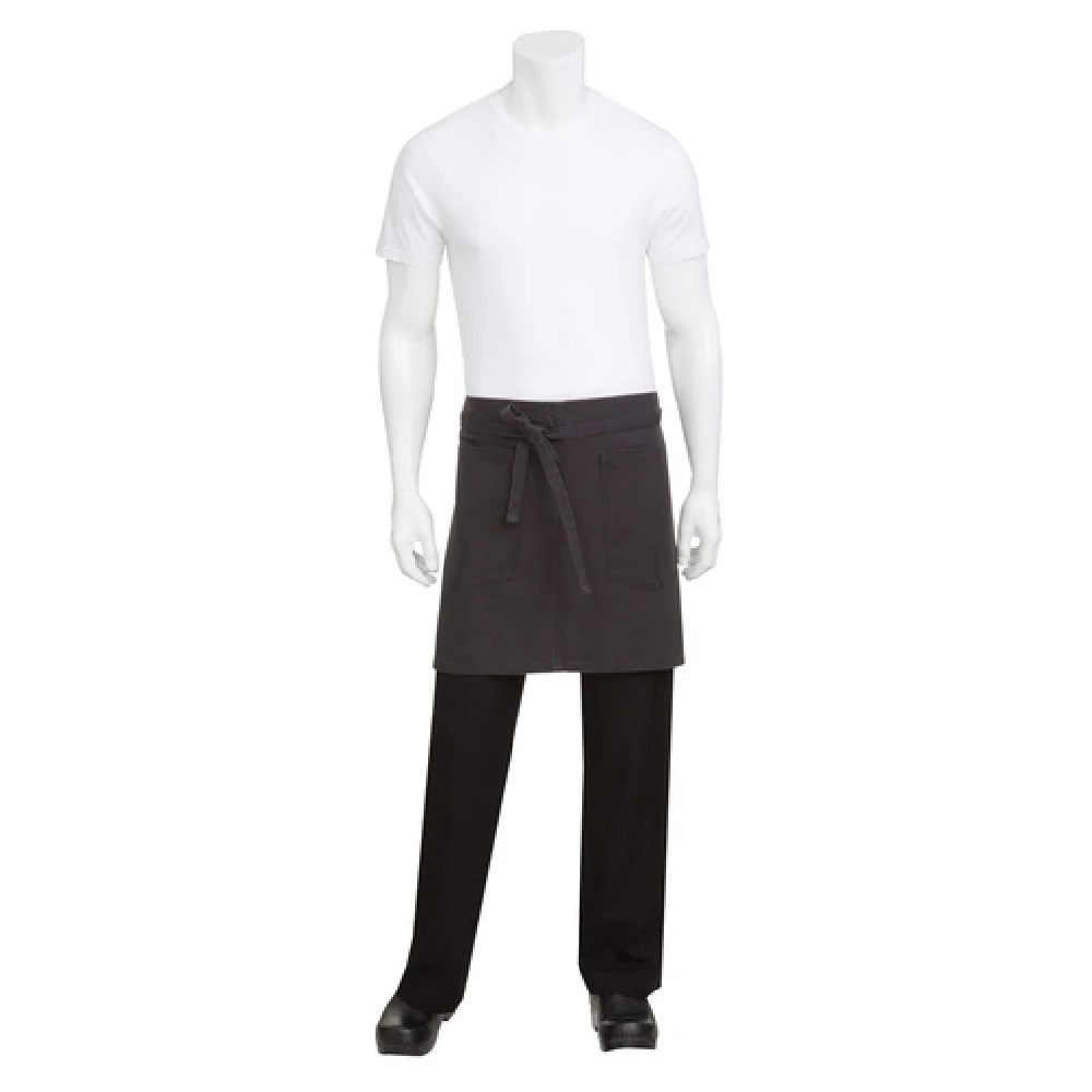 Chef Works AHWKV013SGY0 31 Inch Width Half Length Bistro Apron Steel Gray Cotton