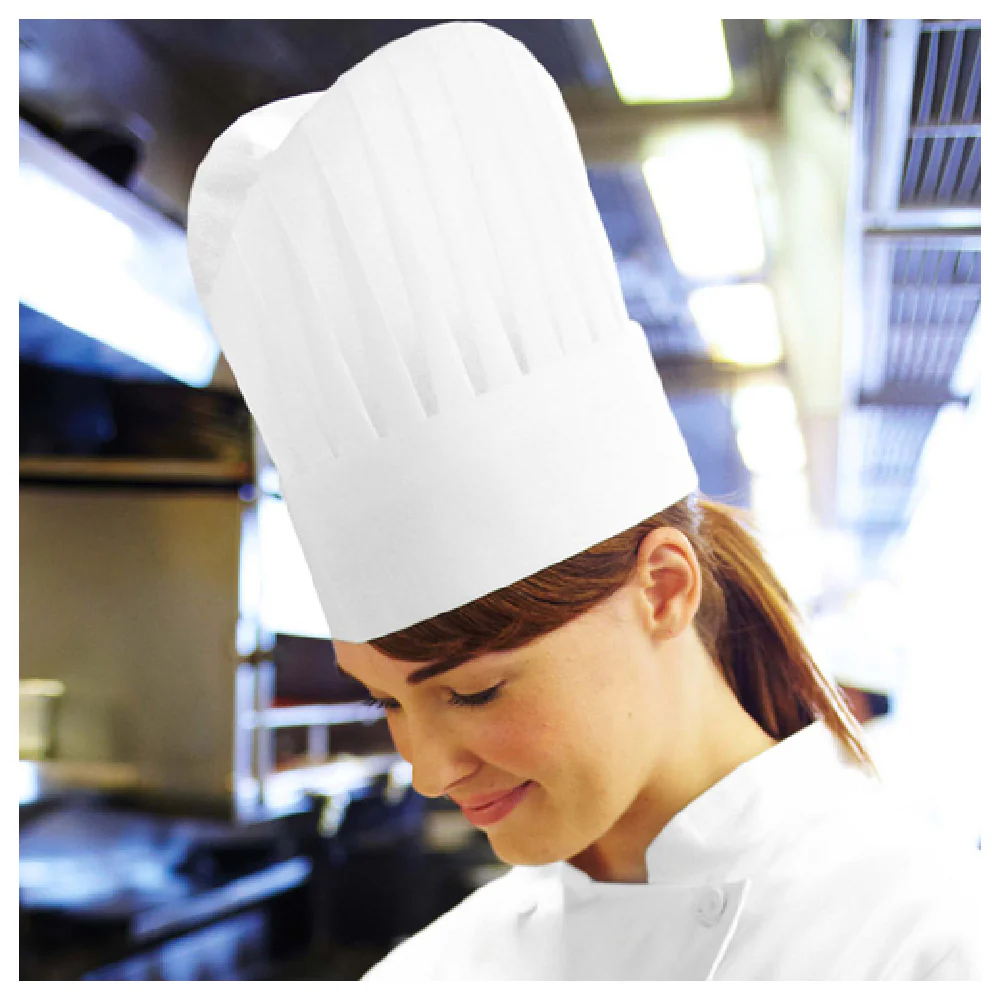 Chef Works PLEAWHT12 White Chef Hat Poly-Viscose European Style with Adjustable Fit