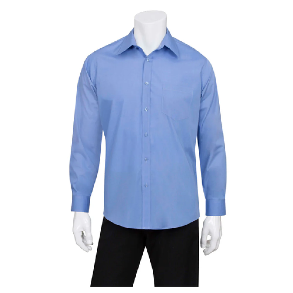 Chef Works D100-FRB-S Dress Shirt Small Long Sleeve Adjustable Cuffs Blue