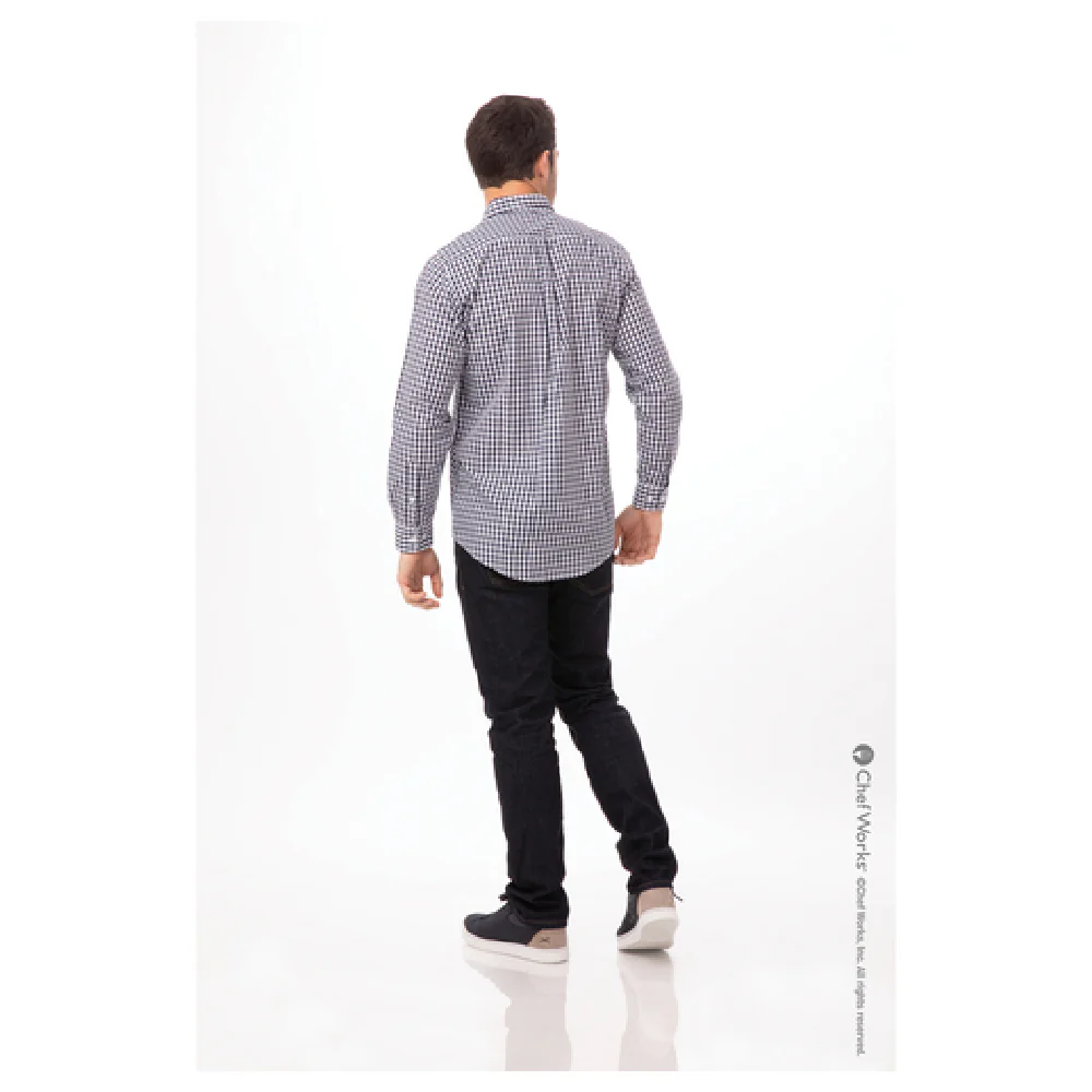 Chef Works D500-BWK-4XL Men's Gingham Dress Shirt Long Sleeve 2-button Cuffs Poly/Cotton Chef Works D500-BWK-4XL Men's Gingham Dress Shirt Long Sleeve 2-button Cuffs Poly/Cotton