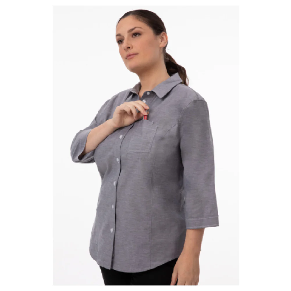 Chef Works SES01W-CHR-3XL 22 Inch Mens Unisex Cook's Shirt Stretch Fabric Gray