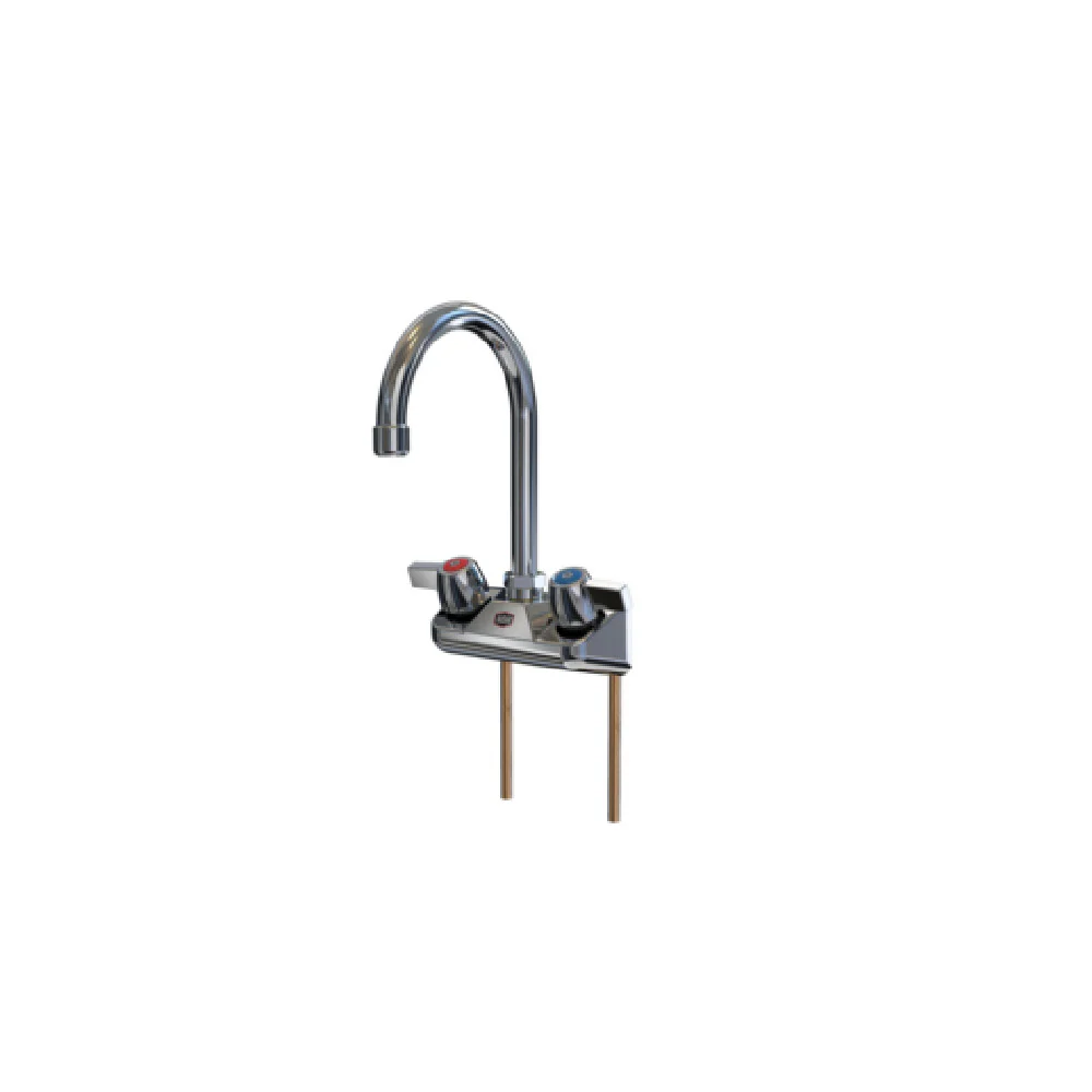 NBR Equipment P3W4S5G-SL 4 Inch Splash Mount Faucet with Gooseneck Spout Lead Free Brass